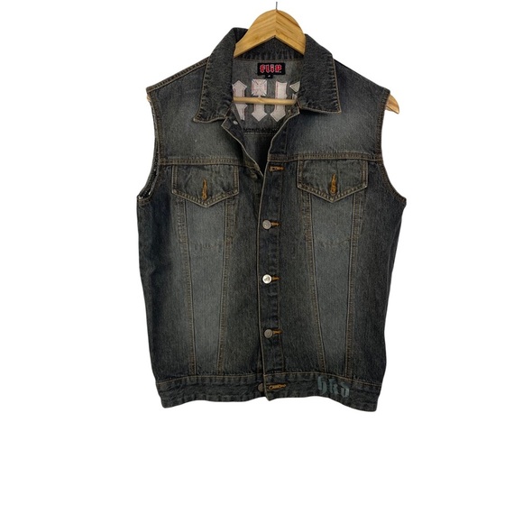 Flip Denim Vest Tank Top Washed jeans waistcoat Hip Hop Sleeveless Jacket S - Picture 1 of 12